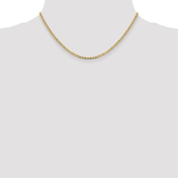 2.4mm 14k Yellow Gold Solid Concave Anchor Chain Necklace, 16 Inch - Picture 3 of 8